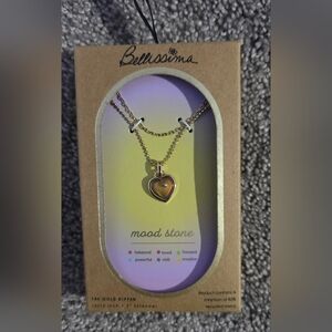 Cubic Zirconia Bella Bellissima 14K Gold Dipped Mood Heart Pendant Duo Necklace